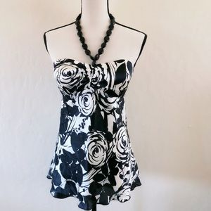 BHWM-100%Silk strapless/halter-removable necklace